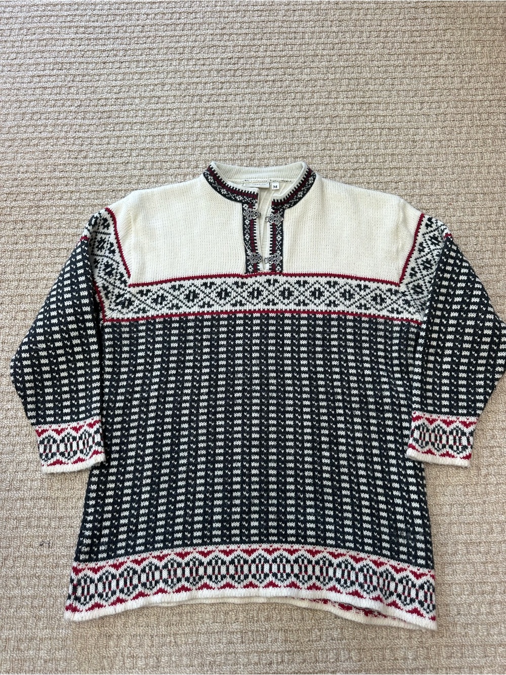 Bigarreau Vintage 90s Wool Blend Nordic Fair Isle Knitted Sweater Sz M